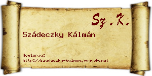 Szádeczky Kálmán névjegykártya